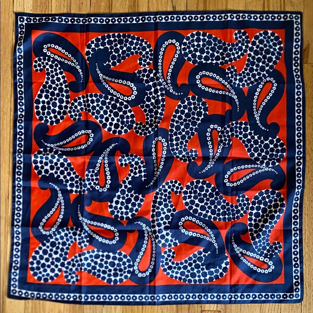 Vintage Blue and Red Paisley Scarf